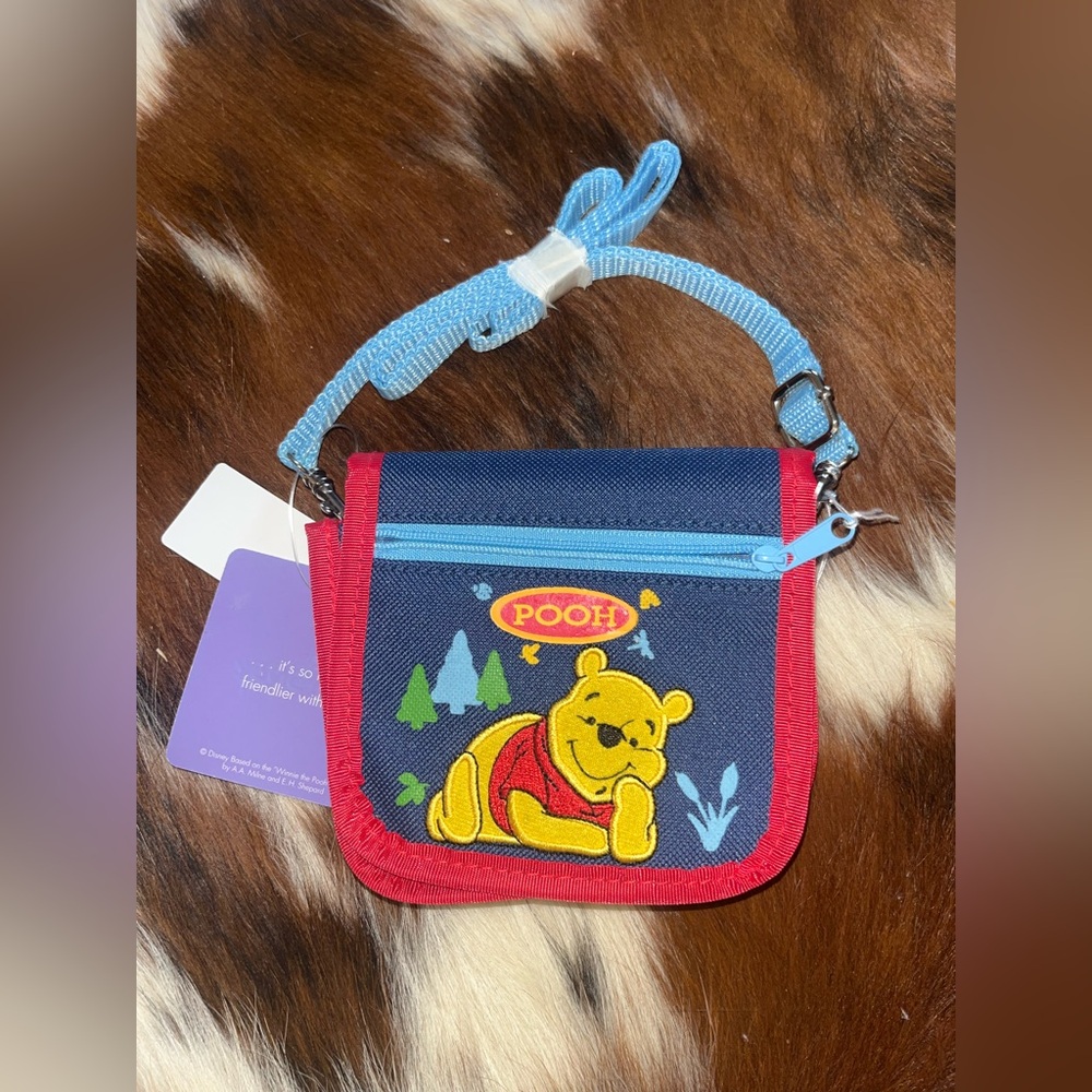 Disney Winnie the Pooh small nylon embroidered crossbody coin purse bag
